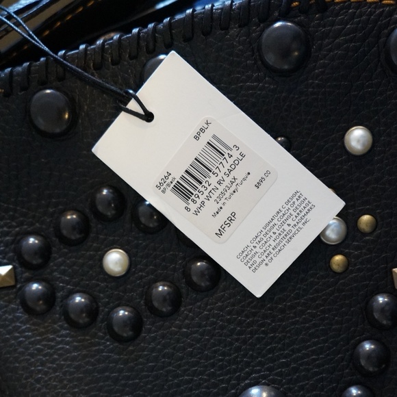 Coach Black Whipstitch Saddle Crossbody Purse - Picture 6 of 8